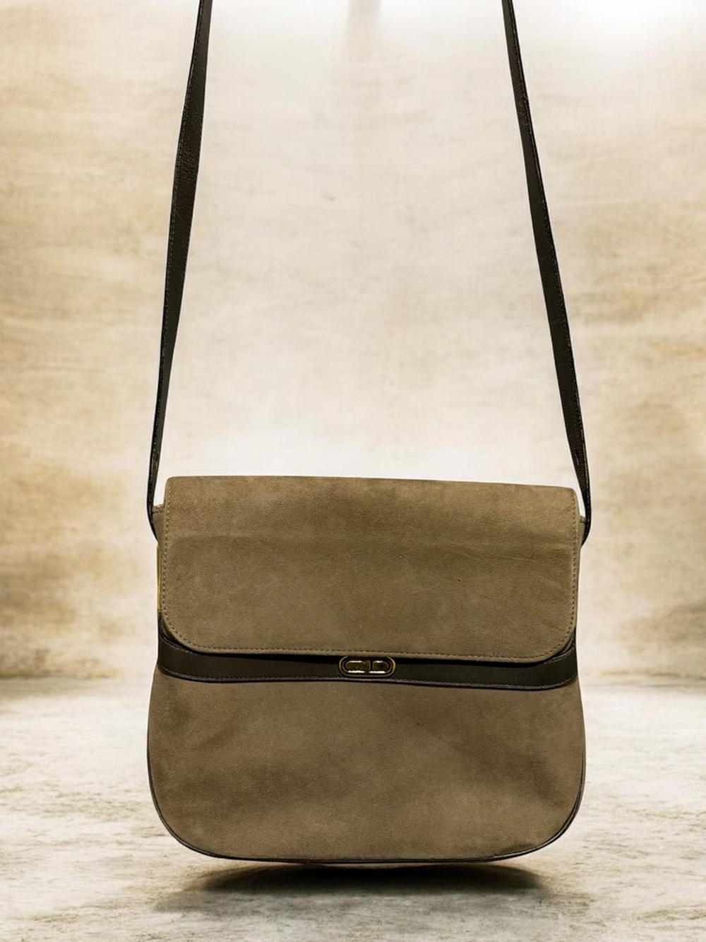 Christian Dior Vintage Suede & Leather Shoulder Bag w/ COA